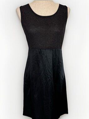 Vintage MS Choice California Mini Dress Size 8 USA Cocktail Black Satin Sparkle